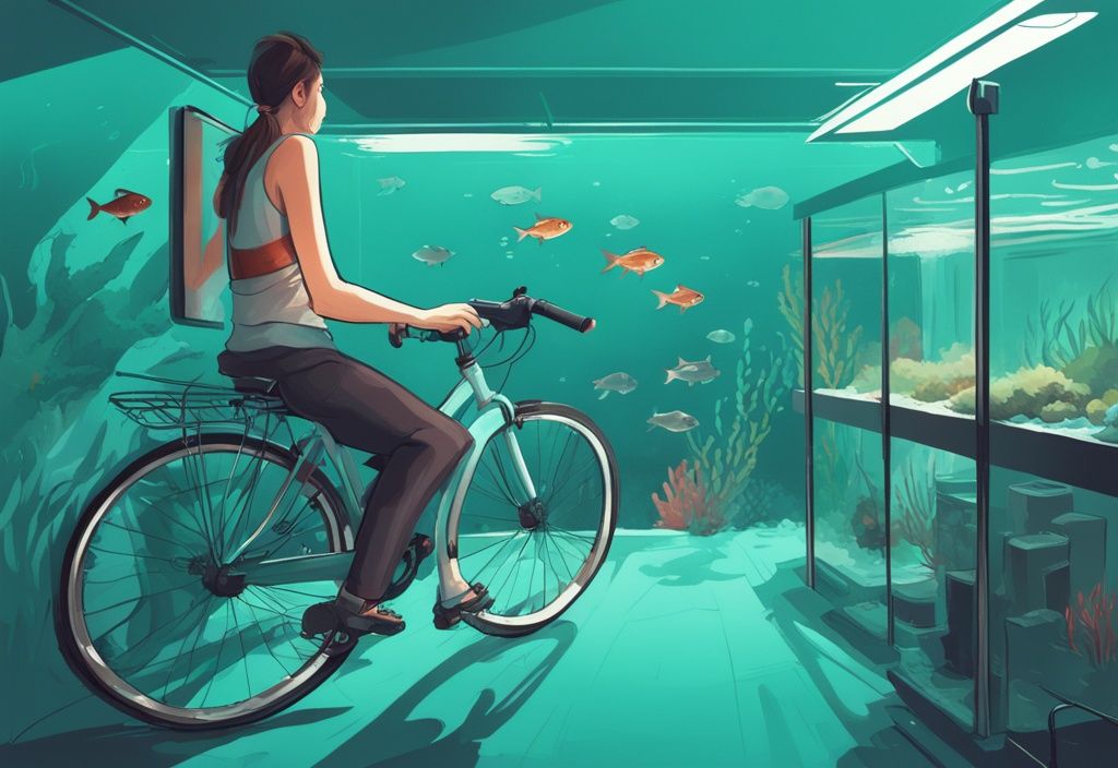 Modern digital painting illustrating how to cycle a fish tank, featuring teal-themed steps and essential equipment.