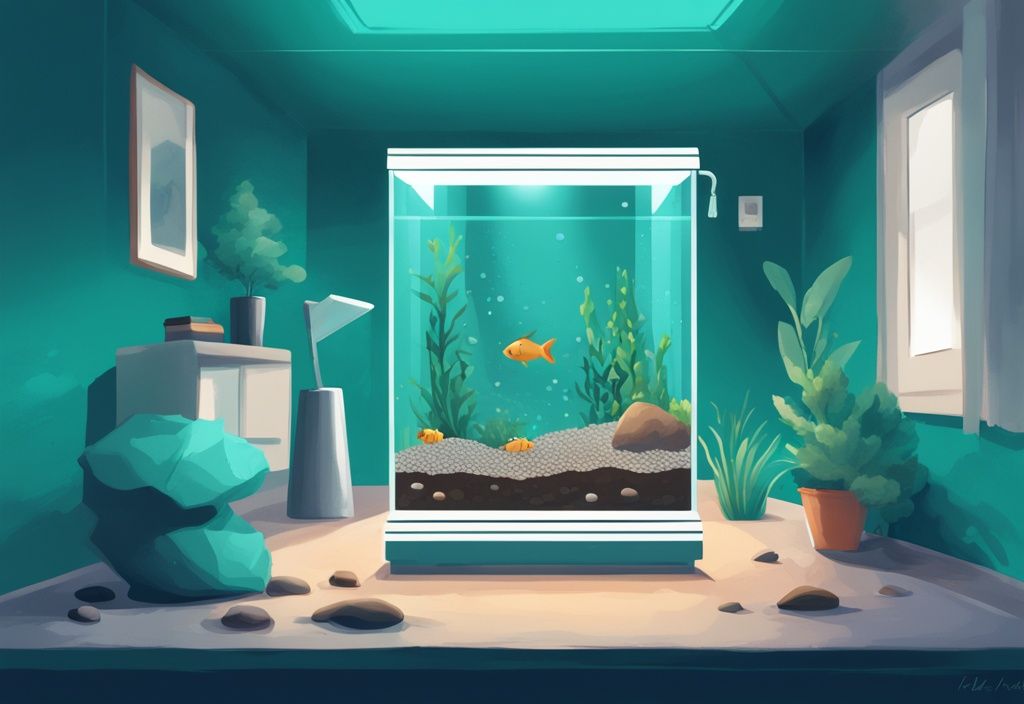 Modern digital painting of top-rated fish tank gravel cleaners with teal theme, highlighting the "best choice" cleaner.