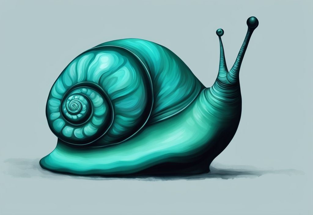 Close-up digital painting of a Pagoda Snail with a teal color theme, highlighting its intricate spiral shell structure.